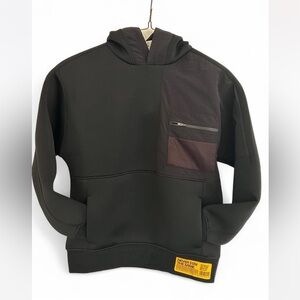 Zara mixed media Hoodie. NWT. Black. Kids size 11-12.